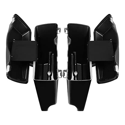TCMT 5" Motorcycles Vivid Black Extended Hard Saddlebags & Latch Key Fits For Harley 1993-2013 Touring Road Glide Road King Ultra Street Glide Electra Glide - color: Vivid Black Black Latches