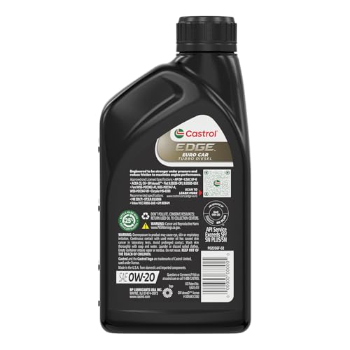 Castrol EDGE Turbo Diesel 0W-20 Advanced Full Syn Motor Oil, 1 Qt, 6 Pack