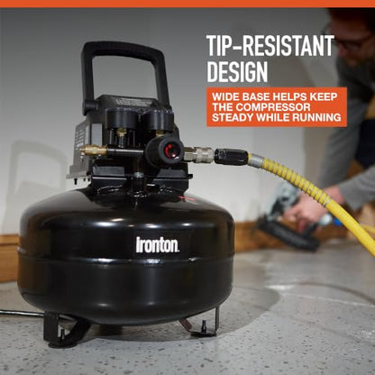 Ironton Air Compressor, 3-Gallon, 0.3 HP, 110 PSI, Oil-Free