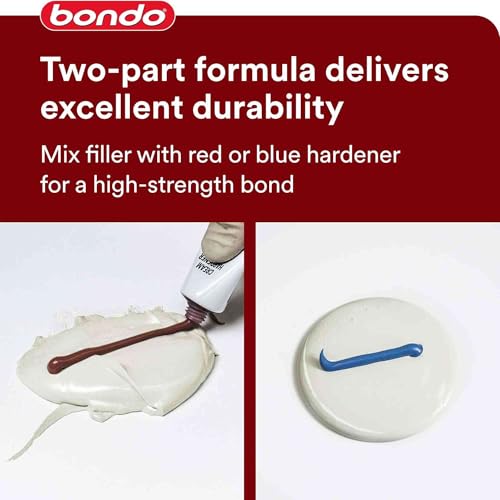 3M Bondo Glazing and Spot Putty 2 Pack (2 x 4.5 oz Tubes = 9 oz Total) Nitrocellulose red auto Body Finishing Putty for pinhole, Scratch and Small dent Repair on Metal, Fiberglass and Wood