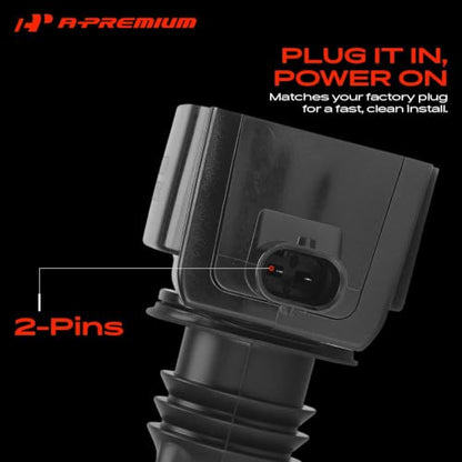 A-Premium Set of 4 Ignition Coil Pack and Iridium Spark Plugs - color: Black
