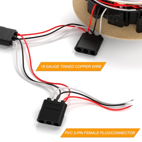 PSEQT 50 Counts 3 Prong Wire Harness Roll Female Bullet Plugs, 18 AWG Continuous Wire Harness 7" Spacing on Lead for LED Side Tail Clearance Marker Lights for Trailer Truck Bus ATV Van - size: 50 Counts