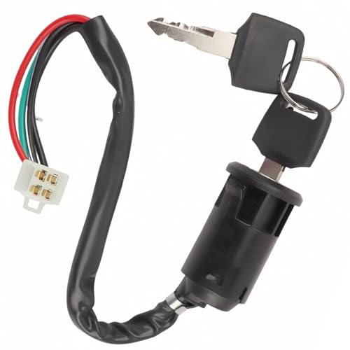 2 Pack Ignition Switch with Keys 4 Wire Pin Starter Key Switch for 50cc 70cc 90cc 110cc 125cc 150cc 200cc 250cc ATV Quad Go Kart Pit Bike Scooter TaoTao Coolster Apollo Sunl Roketa Baja Hawk Coleman