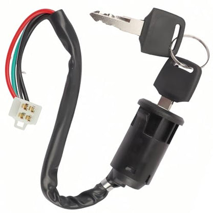 2 Pack Ignition Switch with Keys 4 Wire Pin Starter Key Switch for 50cc 70cc 90cc 110cc 125cc 150cc 200cc 250cc ATV Quad Go Kart Pit Bike Scooter TaoTao Coolster Apollo Sunl Roketa Baja Hawk Coleman