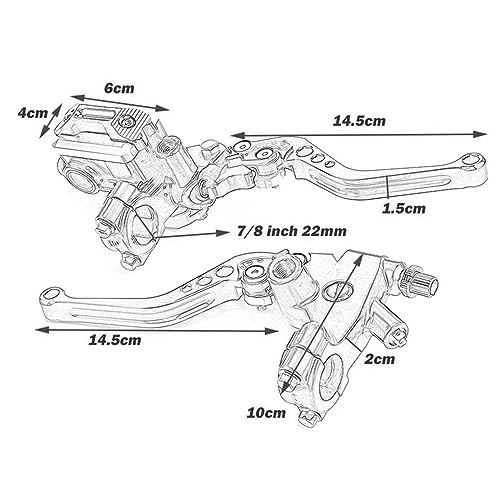 PACEWALKER Universal Motorcycle 7/8" 22mm Handlebar Brake Master Cylinder Clutch Lever Left & Right Set for Honda Kawasaki Suzuki Yamaha(Silver) - color: Silver