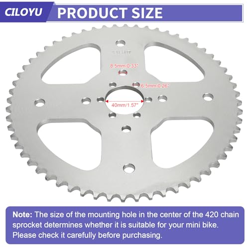 60 Tooth Rear Sprocket 420 Chain Kit for Mini Bike CT200U CT100U - color: Silver
