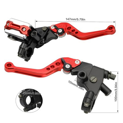 Motorcycle 7/8" 22mm Handlebar Brake Master Cylinder Clutch Lever - color: Red