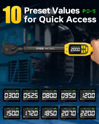 YIYEIE 1/2" 3/8" Digital Torque Wrench Set for Car, 162 Ft-lb & 62.5 Ft-lb - size: 1/2" & 3/8" 5 PC