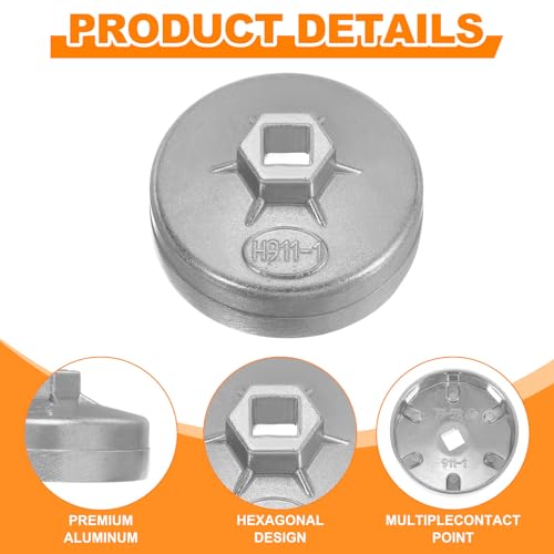 HARFINGTON 2pcs Oil Filter Cap 15 Flute 85x42x79mm (WxHxID) 1/2" Square Cup - size: 15 Flute 85 x 42 x 79mm