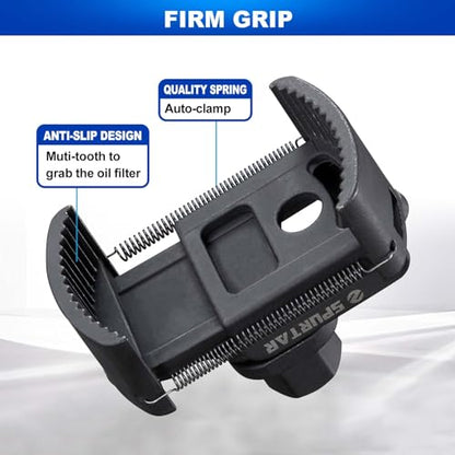 Spurtar Adjustable Oil Filter Wrench 2-3/8 to 3-1/8 inch 60-80mm Universal