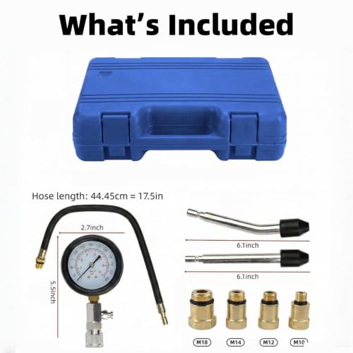 8-Piece Engine Compression Tester Kit, 0-300 PSI