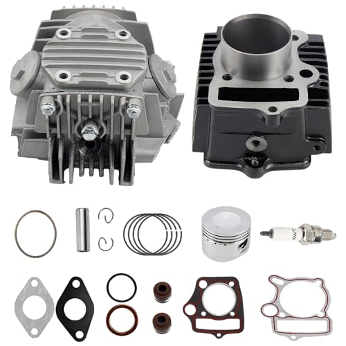 52.4mm Big Bore Cylinder and Head with Piston Ring Rebuild Kit and Gaskets Compatible with 4 Stroke Horizontal 110cc Chinese Taotao Coolster Engine ATV Go Kart Dirt Bike