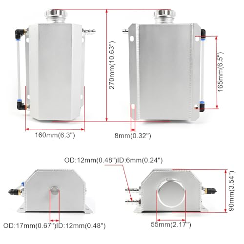 Universal 2L Coolant Overflow Tank,Aluminum Coolant Reservoir Tank, Sliver - size: 2L-Sliver