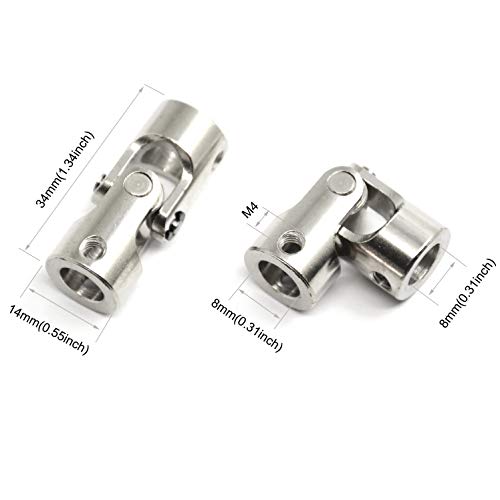 2 Pcs 8mm to 8mm Universal Joint Shaft Coupling for Motor - size: 8-8mm