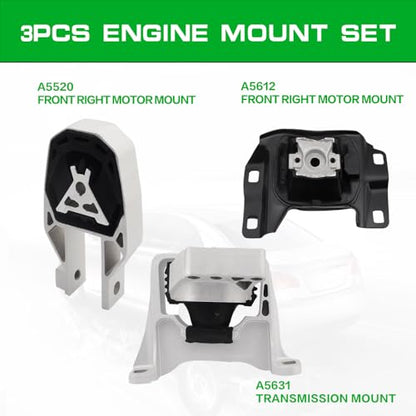 Engine Motor and Transmission Mount Kit Compatible with 2013-2019 Escape - size: 2014-2020 Transit Connect 2.5L