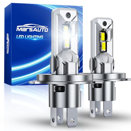 Marsauto H4/9003 Light bulb, 800% 40000LM Brightness 6500K Cool White, Real 1:1 Mini Size, Plug and Play, Non-polarity, Pack of 2 - color: White, size: M2S H4/9003