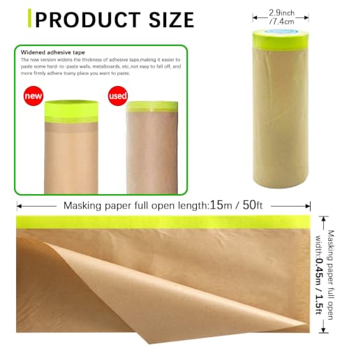 Tape and Drape, 18” x 100 feet Masking Paper for Painting - size: 18",100ft
