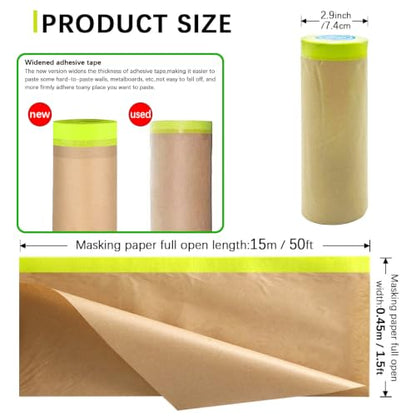 Tape and Drape, 18” x 100 feet Masking Paper for Painting - size: 18",100ft
