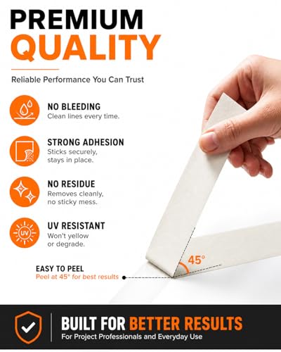 SWRT Masking Tape 1 Inch Wide x 55 Yds, 12 Rolls, White Painters Tape (Pack of 2) - size: 1 inch x 55 Yards (Pack of 2)