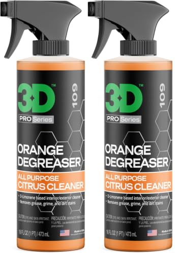 3D Orange Degreaser – Citrus-Based Car Cleaner for Oil, Grease, Grime & Adhesives – Water-Based, Non-Corrosive, Eco-Friendly, Interior & Exterior Use - 16 Fl oz (Pack of 2) - size: 16 Fl Oz (Pack of 2)