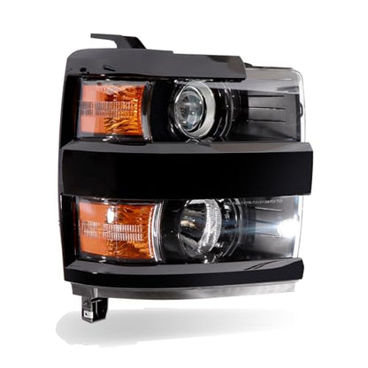 Headlights Halogen Assembly fits 2015-2019 Chevy Silverado 2500HD - size: Black Right Side