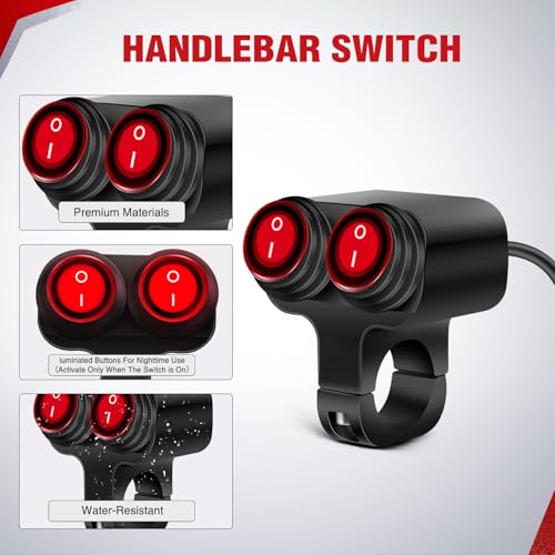 Nilight Motorcycle Handlebar Switch 12V Dual Push Button 22mm Waterproof - color: Motorcycle Handlebar Switch-Dual Control