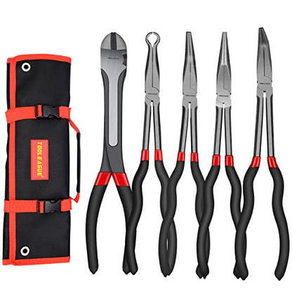 TOOLEAGUE 5Pcs Extra Long Needle Nose Pliers Set - size: 5pcs,11"