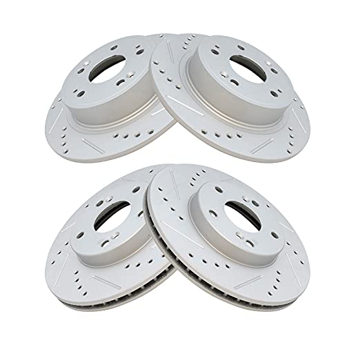 TRQ Performance Front and Rear Brake Rotor Set G Coated Drilled and Slotted - style: BRA10082