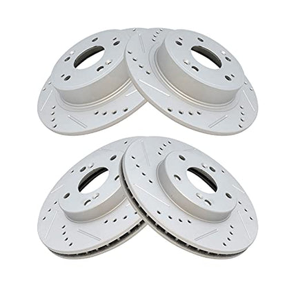 TRQ Performance Front and Rear Brake Rotor Set G Coated Drilled and Slotted - style: BRA10082