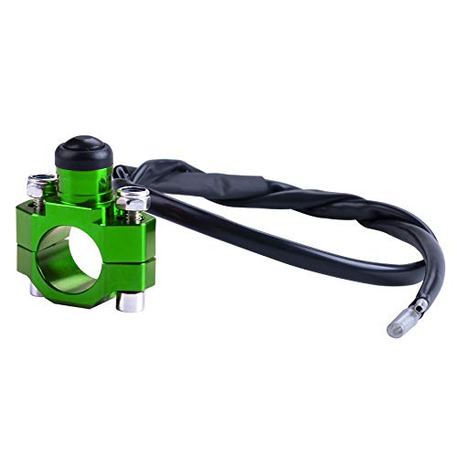 ORAEVY CNC Universal Motorcycle Engine Stop Start Kill Switch Button with Mounting Backplate Compatible with Kawasaki KX250 KX450F KLX110 - Green - color: Green