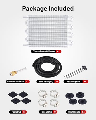 EVIL ENERGY 5/16" Transmission Oil Cooler, 8 Pass Tube and Fin Cooler Kit Universal Aluminium Silver - color: Silver, size: 8 Pass