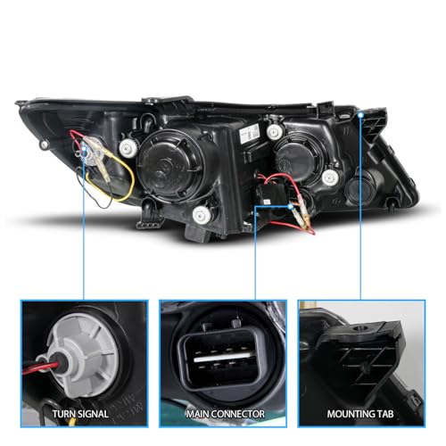 AmeriLite for 2011-2015 Kia Optima Halogen Model Xtreme LED Halos Gun-Metal Replacement Projector Headlights Set - Driver and Passenger Side - color: Gun Metal
