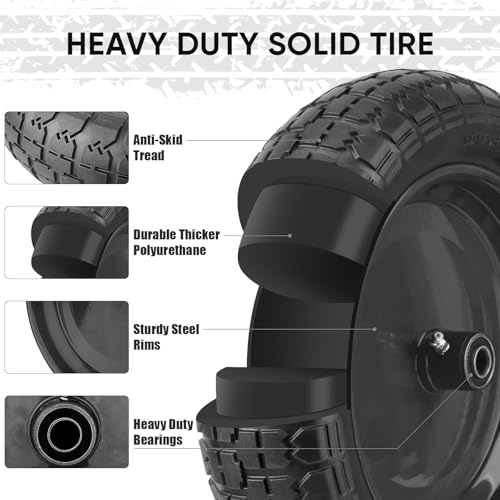 TICONN 4.80/4.00-8 Tire, 14.5" Flat Free Wheelbarrow Tire and Wheel - color: Black, size: 14.5" (1 Pack)