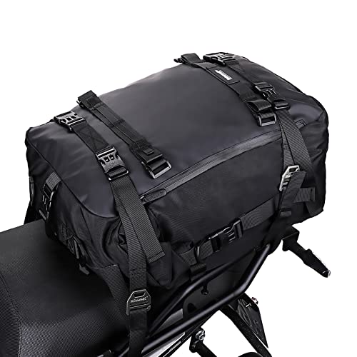 Rhinowalk Motor Saddle Bag Motorcycle Pannier Bag Waterproof Multifunctional Rear Rack Trunk Seat Bag (Black, 30L) - size: 30L