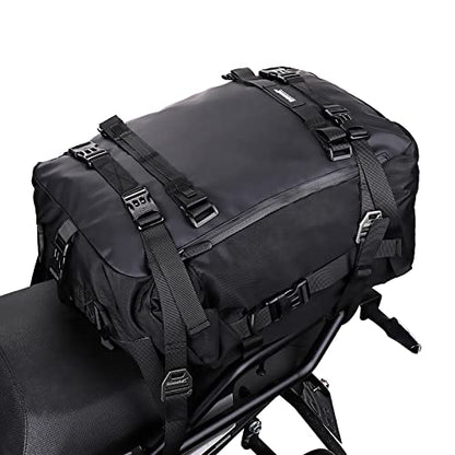 Rhinowalk Motor Saddle Bag Motorcycle Pannier Bag Waterproof Multifunctional Rear Rack Trunk Seat Bag (Black, 30L) - size: 30L