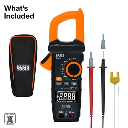 Klein Tools CL460S 400A AC/DC Auto-Ranging Smart Digital Clamp Meter with TRMS, Multimeter, Voltage Meter, Backlit Display, Amp Meter, Electrician Tools - size: Smart Meter