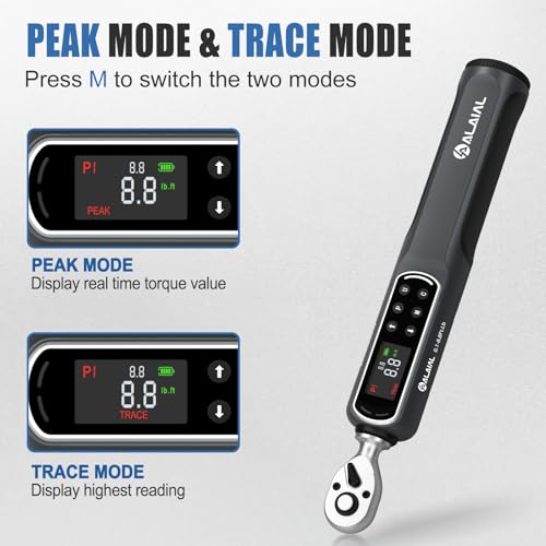 Digital Torque Wrench 1/4 Drive, 0.1-8.8 Ft.Lb ±2% Accuracy - size: 0.1-8.8 Ft.Lb/0.2-12 Nm-1/4"