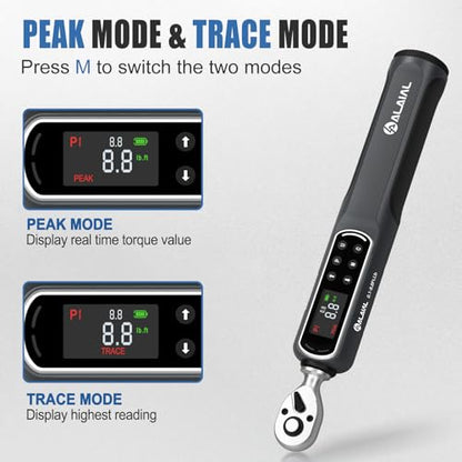 Digital Torque Wrench 1/4 Drive, 0.1-8.8 Ft.Lb ±2% Accuracy - size: 0.1-8.8 Ft.Lb/0.2-12 Nm-1/4"