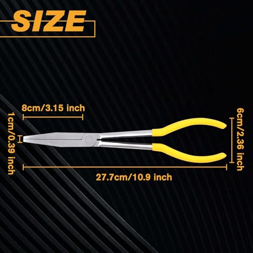 SPEEDWOX 11 Inches Long Reach Bull Nose Pliers Flat Nose Straight Serrated Jaws - style: Flat Nose