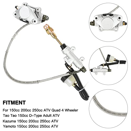 FVRITO Rear Foot Disc Hydraulic Brake Master Cylinder Caliper Assembly for 150cc 200cc 250cc Taotao Coolster Roketa Vitacci Peace SunL RPS Icebear Chinese Go Kart ATV Quad 4 Wheeler Dune Buggy