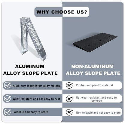 Alloy Steel Motorcycle Ramp, 750 Lbs Capacity, 78in Folding Loading Ramp with Load Straps for Pickup Trucks, Motorcycles, ATVs, UTVs, Lawn Mowers, Dirt Bikes (1)