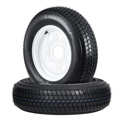 Heavy Duty Trailer Tire and Wheel Set - ST175/80D13, 6PR Load Range C, 5 Lug 13" White Modular Wheels - For Utility, Boat, Camper Trailers - PCD 114.3x5, Center Bore 81, ET=0, Specs: - size: ST175/80D13