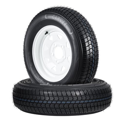 Heavy Duty Trailer Tire and Wheel Set - ST175/80D13, 6PR Load Range C, 5 Lug 13" White Modular Wheels - For Utility, Boat, Camper Trailers - PCD 114.3x5, Center Bore 81, ET=0, Specs: - size: ST175/80D13