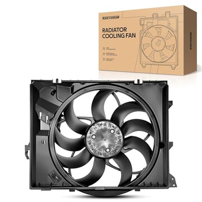 Torchbeam Engine Cooling Radiator Fan Assembly for 2007-2013 328i, 328xi, 2008-2013 328i xDrive, 128i, 2006-2011 323i, 325i, 330i, 325xi, 330xi, (4 Prong Connector) - size: 2007-2013 328i, 2006 325i, 330i, 325xi, 330xi