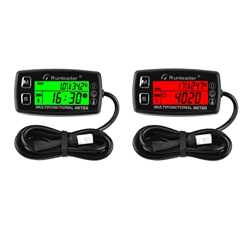 2 Pcs Digital Tach Hour Meter Engine Temperature Gauge RL-HM035A-TS002 - size: RL-HM035A-TS002-2PCS