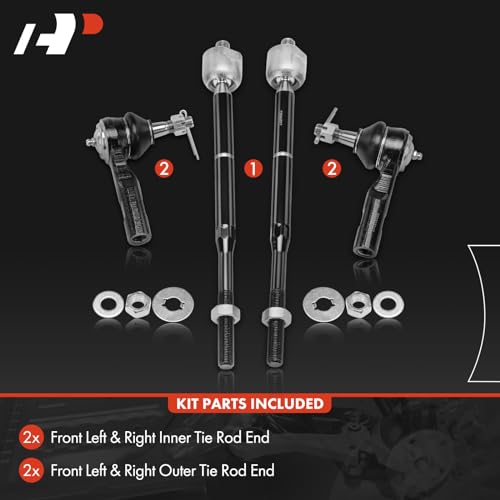 A-Premium Front Inner & Outer Tie Rod End Kit Fix Uneven Tire Wear