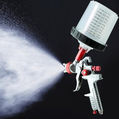 Paint Sprayer with Paint Mixing Quick Cup, HVLP Spray Paint Gun Kit Contain 1.4 1.7 2.0 MM Nozzles 10 Disposable 600ML Cups for Car Furniture Fence Painting (Red) - color: Red