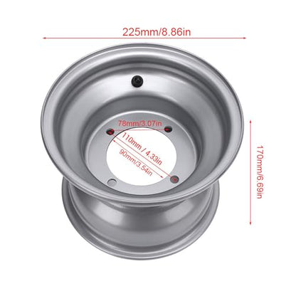 8 Inch ATV Wheel Rim, 4 Lug Design Aluminum Alloy Off Road Wheel for Go Karts, Black 78mm Hole Distance ATV Parts - size: Four Hole (Hole Spacing: 110mm / 4.33in)