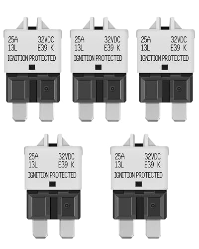 LENKRAD Automotive 25 Amp ATC/ATO Resettable Fuse 25A Manual Reset Standard Blade 25Amp Fuses Manual-Reset Circuit Breaker 25A for Car Truck RV Marine Boat Trolling Motorhome, 5 Pack - color: E39-25A-5 Pack