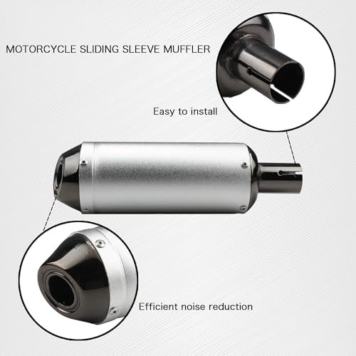 1.1" Motorcycle Slip On Muffler,28mm Universal Muffler Exhaust Slip on Exhaust Pipe Clamp Pipe For Dirt Bike Street Bike Scooter ATV Racing - color: Silver